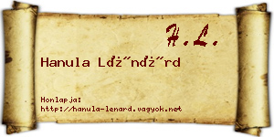 Hanula Lénárd névjegykártya